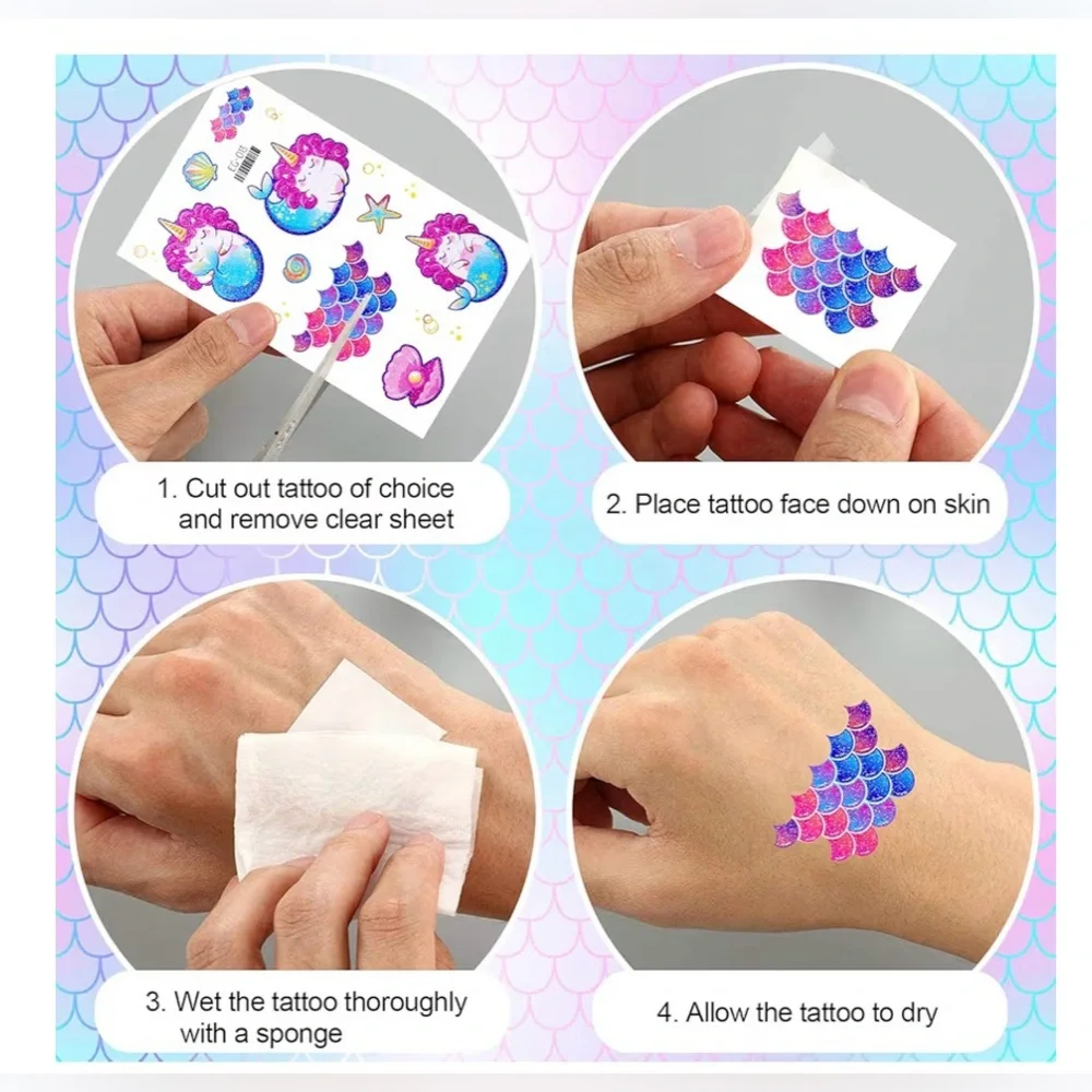 NEW Glitter Temporary Tattoo, 24 Sheets 240+ Glitter Metallic Tattoos